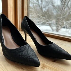 Call it Spring | Black Pointed Toe Snakeskin Pumps | Size 7.5 | Classic Stiletto